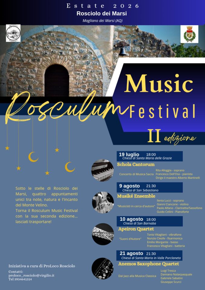 Rosculum Music Festival II edizione Rosciolo dei Marsi Estate